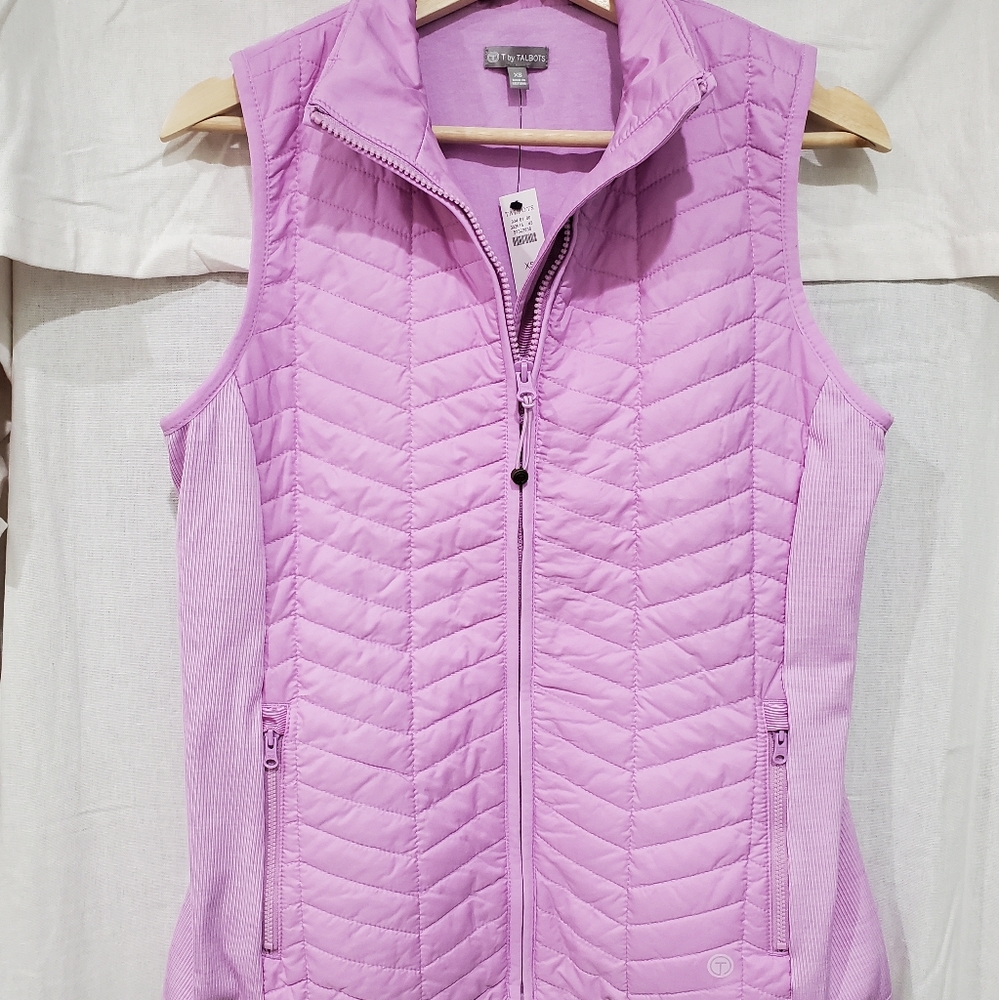 Tabots Lilac Herringbone Zip Vest